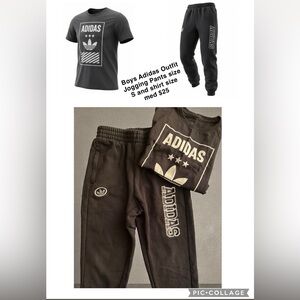 Adidas Kids Black Sweatpants and Tee Set